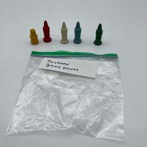 Vintage Wood Parcheesi Replacement Game Pieces Pawns - 5 Mixed Colors